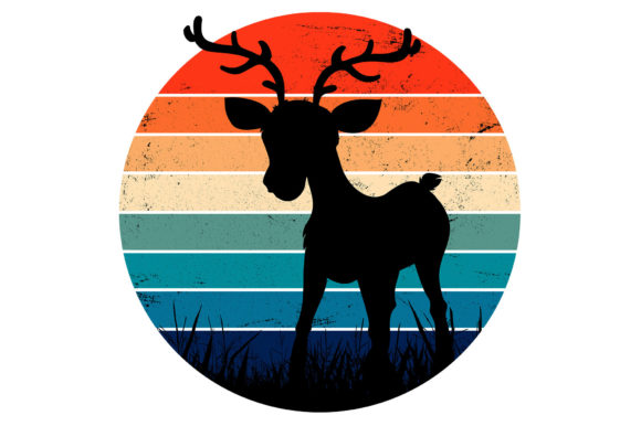 Baby Reindeer Animal Christmas Scene Illustration