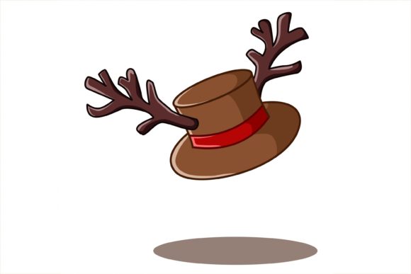 Brown Christmas Hat with Deer Antlers Illustration