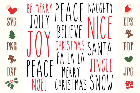 Christmas Bundle Words Sticker Illustrations