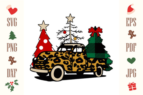 Christmas Car Illustration for Digital Product Creators