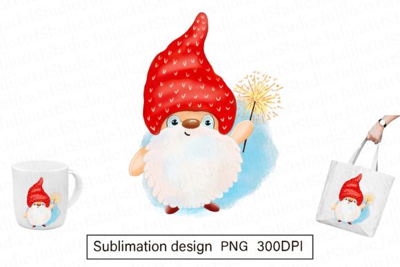 Christmas Gnome with Sparklers Illustrations