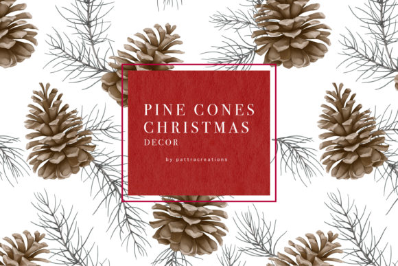 Christmas Pine Cones Decor Illustrations for Crafting
