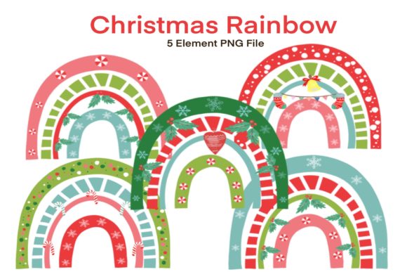 Christmas Rainbow Sublimation Clipart for Website and Editorial Design