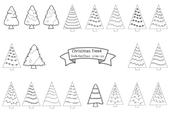 Christmas Tree Set 4 Illustrations for Local Branding