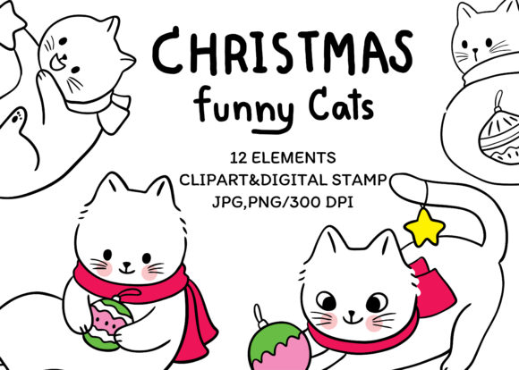 Clipart Digitalstamp Christmas Cat Set Review
