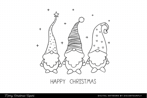 Gnome Christmas Doodle Clipart for Festive Illustrations