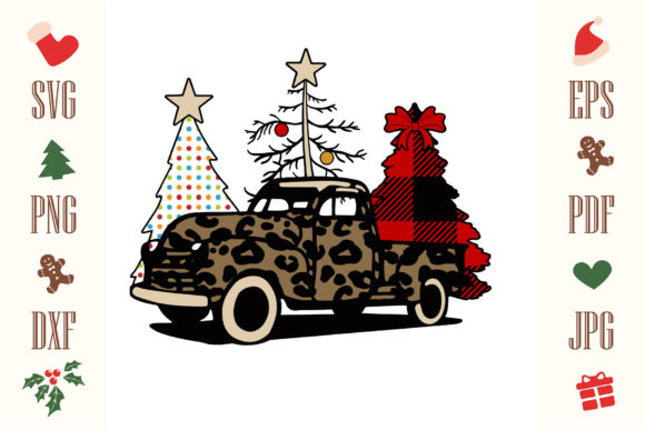 Leopard Christmas Car Illustration for Branding
