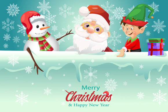 Merry Christmas and Happy New Year Kids Illustrations