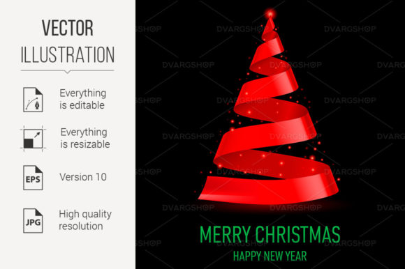 Ribbon Christmas Tree Illustration