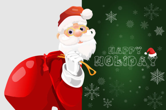 Santa Claus Christmas Green Background Illustrations