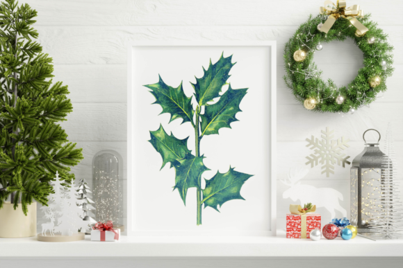 Vintage Christmas Holly Illustration for Digital Product Creators
