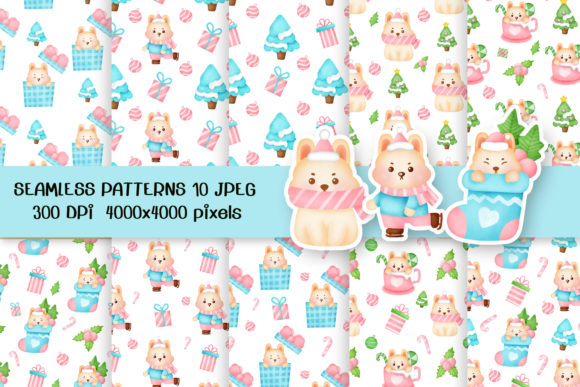 Watercolor Happy Christmas Patterns Illustrations